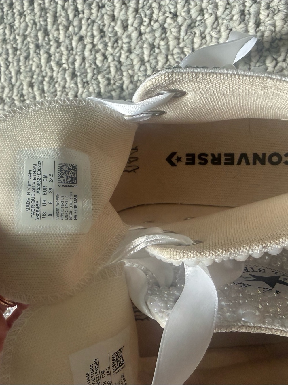 White Converse Pearl & Crystal High-Top Sneakers. Bride, bachelorette , wedding - Picture 7 of 7
